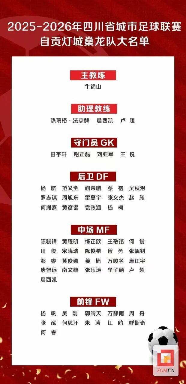 川超自贡队公布50人大名单:取名灯城燊龙,球员来自各行各业