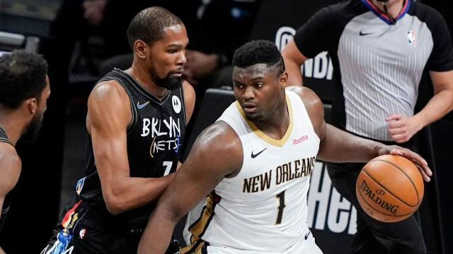 九游体育-篮网备战鹈鹕不敢轻敌 KD：锡安是独一无二的球员